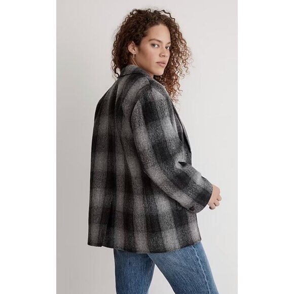 Madewell $198 Oversized Dorset Blazer Buffalo Check Boiled Wool Size L NH857 - Picture 3 of 7